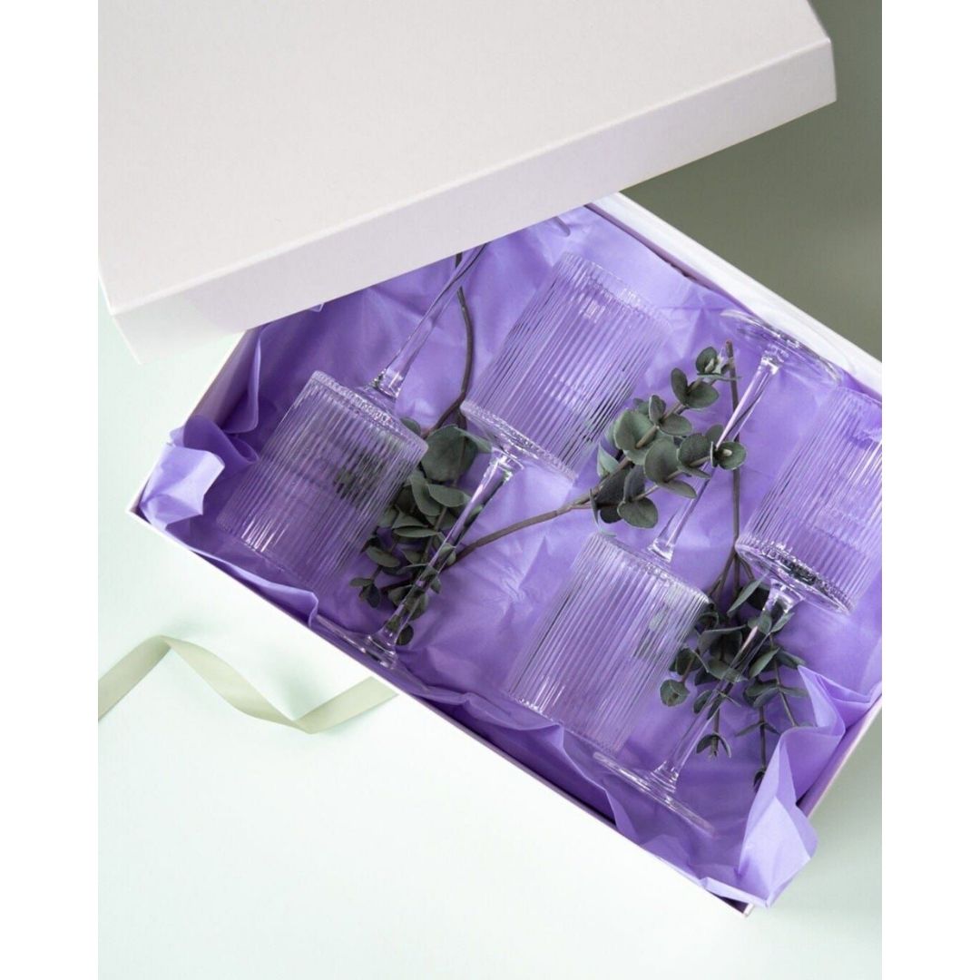 Clear Ribbed Wine Glassware and Barware - Image 4