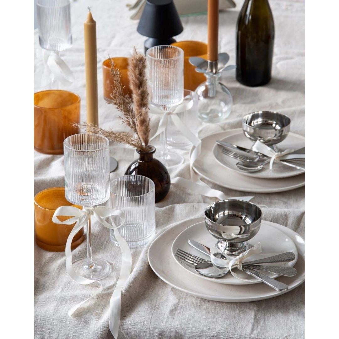Clear Ribbed Wine Glassware and Barware - Image 2